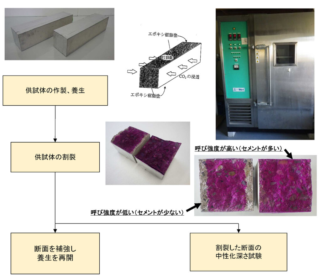 コンクリートの促進中性化試験